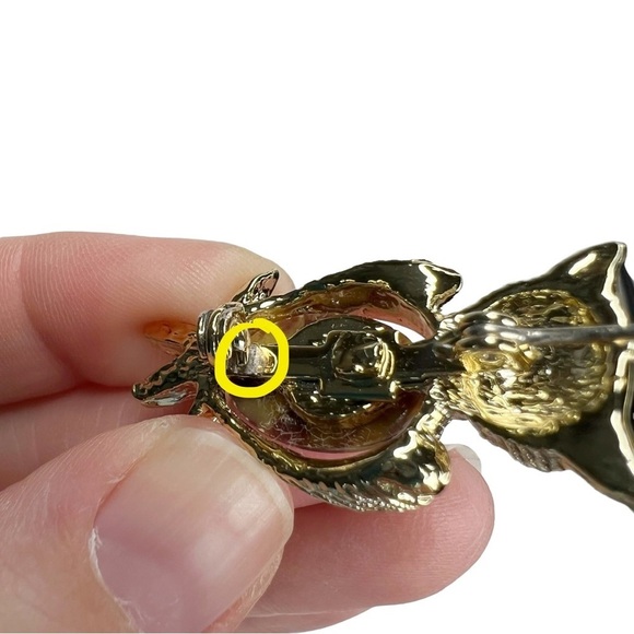 Vintage Owl Gold Tone Faux Tortoise Shell Cabochon Scatter Pins Brooch - Picture 5 of 9